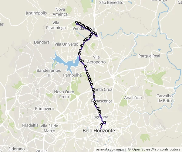 Mapa do itinerário da linha