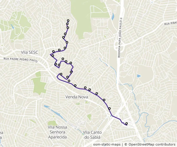 Mapa do itinerário da linha