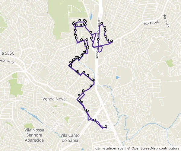 Mapa do itinerário da linha
