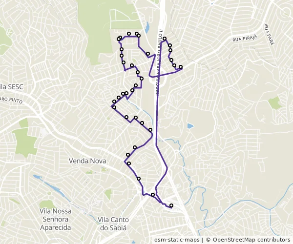 Mapa do itinerário da linha