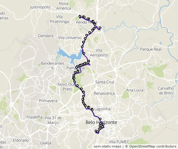 Mapa do itinerário da linha
