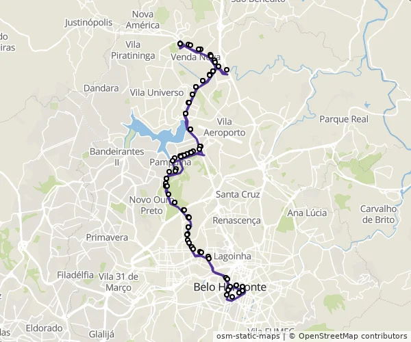 Mapa do itinerário da linha