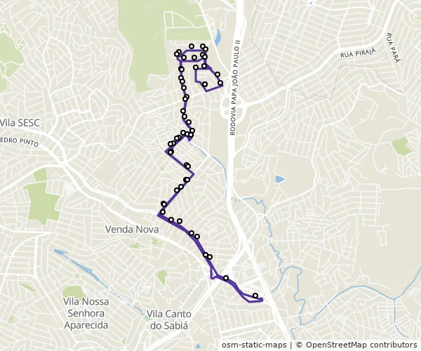 Mapa do itinerário da linha
