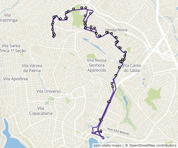 Mapa do itinerário da linha