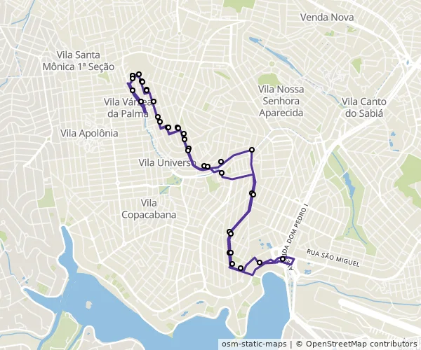 Mapa do itinerário da linha