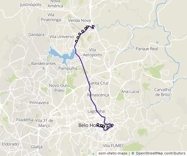 Mapa do itinerário da linha