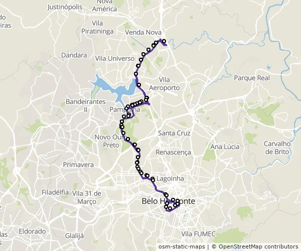 Mapa do itinerário da linha