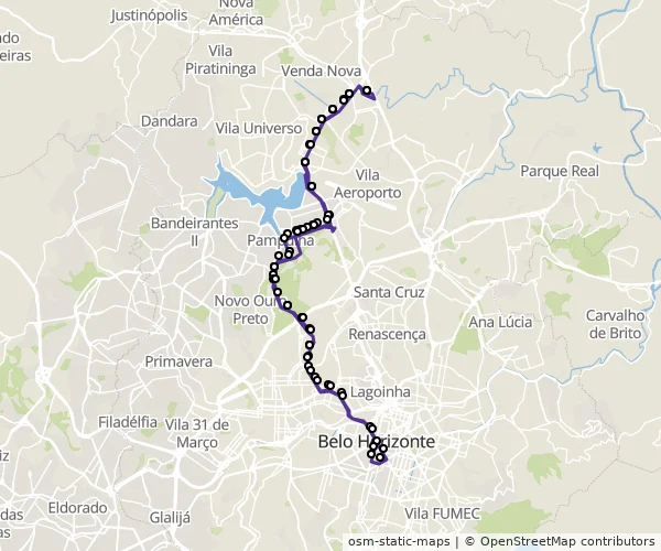 Mapa do itinerário da linha