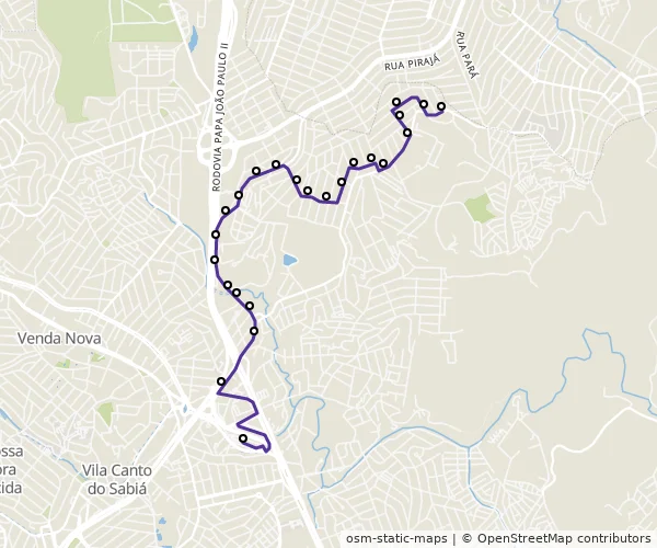 Mapa do itinerário da linha