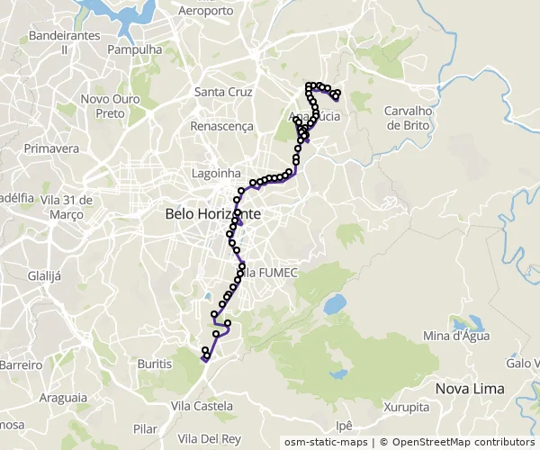 Mapa do itinerário da linha