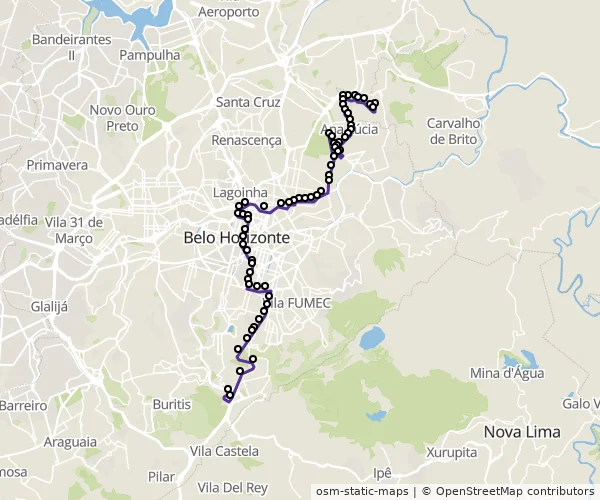 Mapa do itinerário da linha