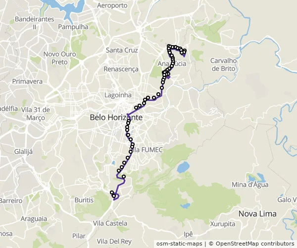 Mapa do itinerário da linha