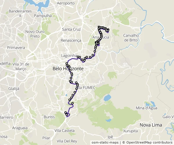 Mapa do itinerário da linha