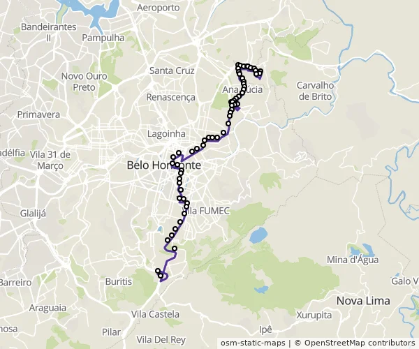 Mapa do itinerário da linha