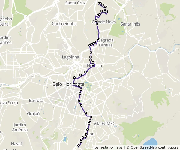 Mapa do itinerário da linha