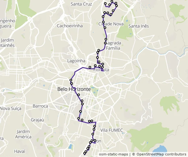 Mapa do itinerário da linha