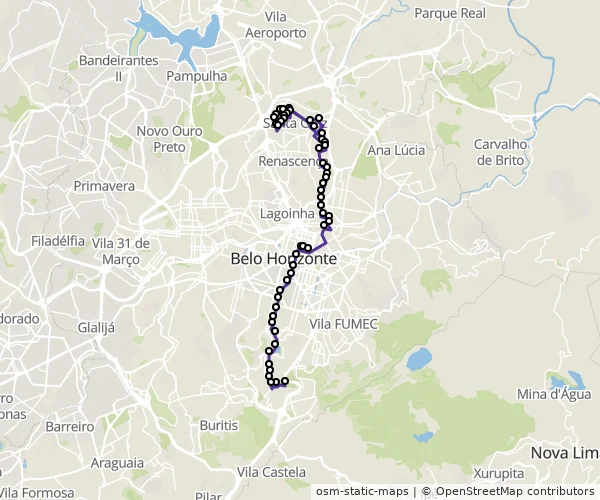 Mapa do itinerário da linha
