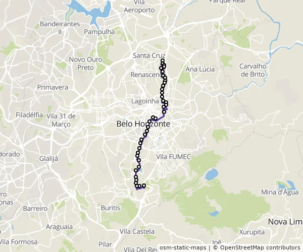 Mapa do itinerário da linha
