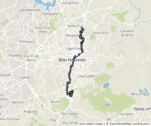 Mapa do itinerário da linha
