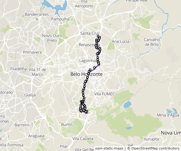 Mapa do itinerário da linha
