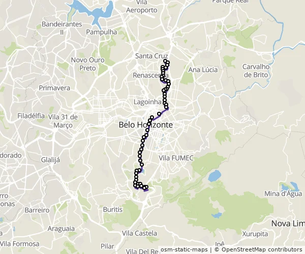 Mapa do itinerário da linha
