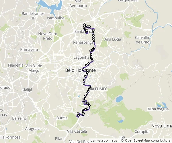 Mapa do itinerário da linha
