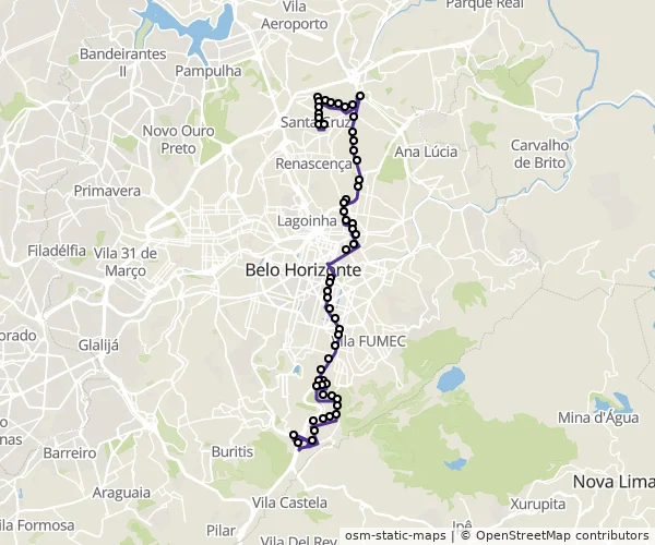 Mapa do itinerário da linha