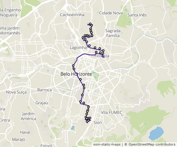 Mapa do itinerário da linha