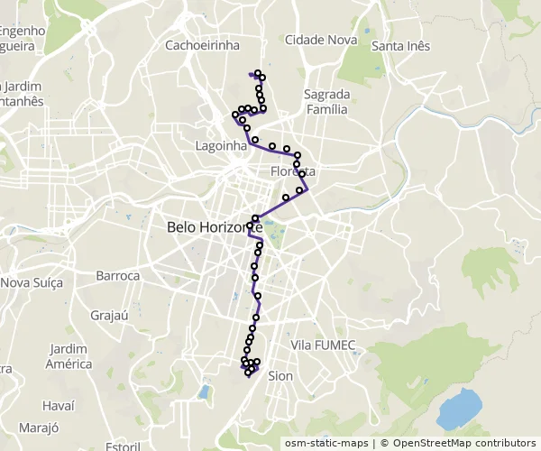 Mapa do itinerário da linha