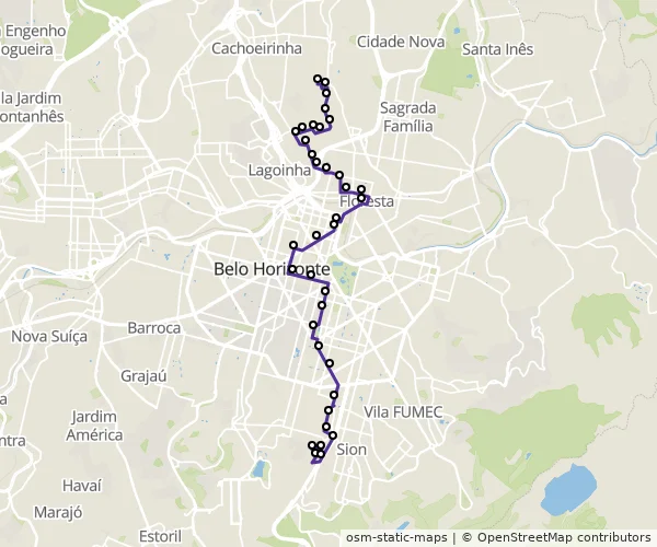 Mapa do itinerário da linha