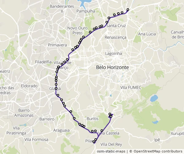 Mapa do itinerário da linha