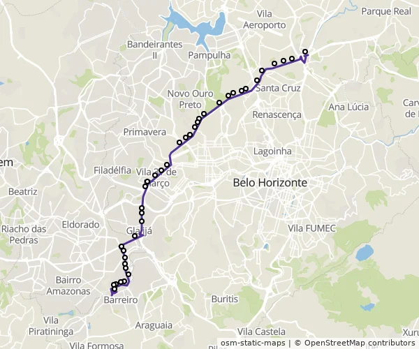 Mapa do itinerário da linha