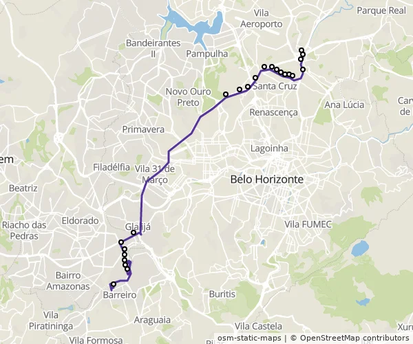 Mapa do itinerário da linha