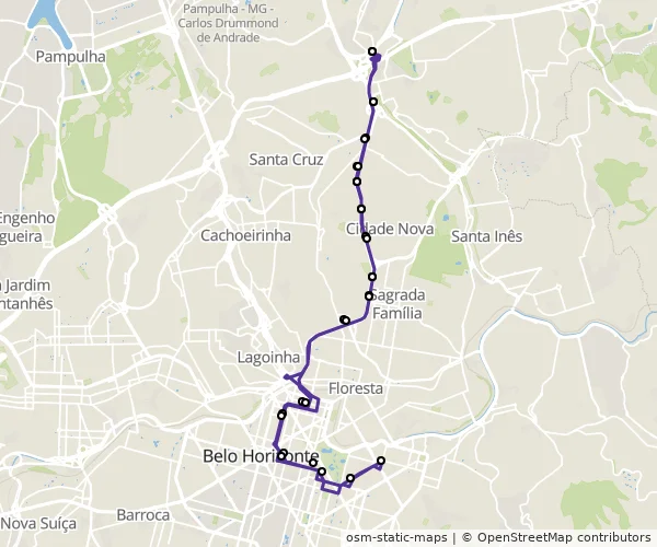 Mapa do itinerário da linha