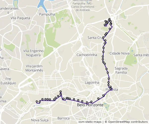 Mapa do itinerário da linha