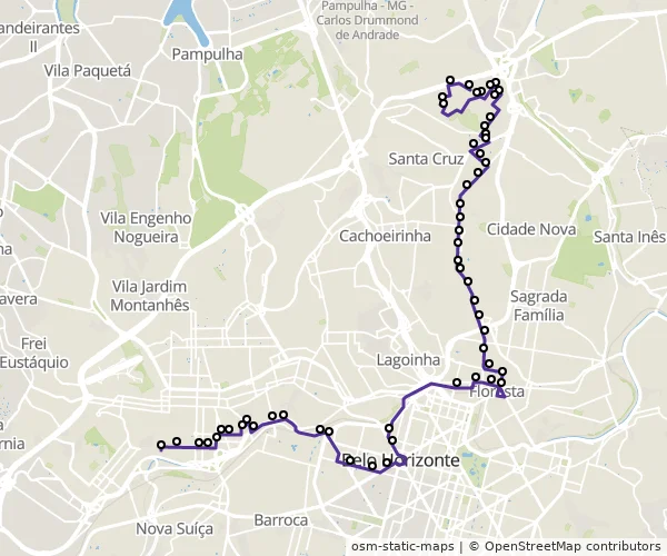 Mapa do itinerário da linha