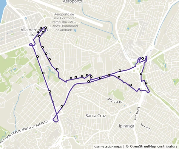 Mapa do itinerário da linha