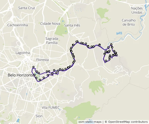 Mapa do itinerário da linha