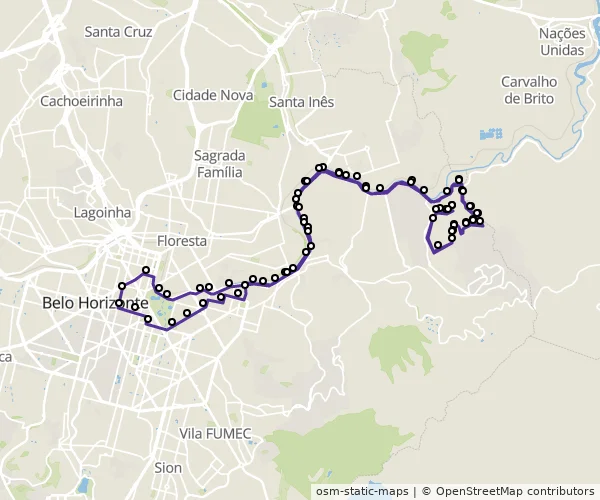 Mapa do itinerário da linha