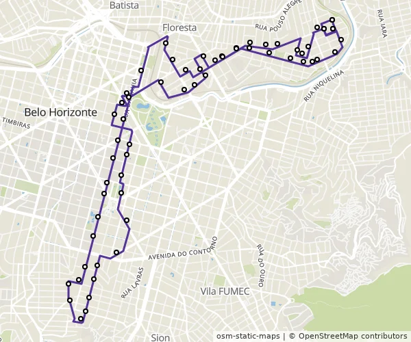 Mapa do itinerário da linha