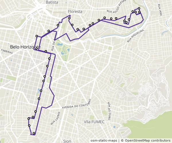 Mapa do itinerário da linha