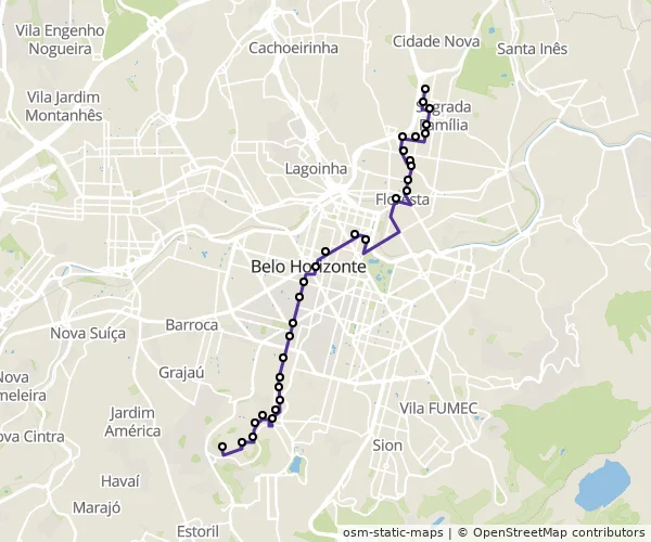 Mapa do itinerário da linha