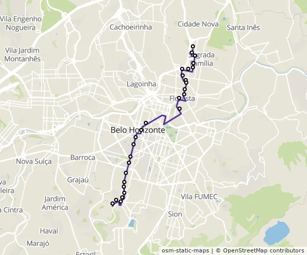 Mapa do itinerário da linha