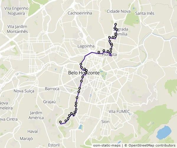 Mapa do itinerário da linha