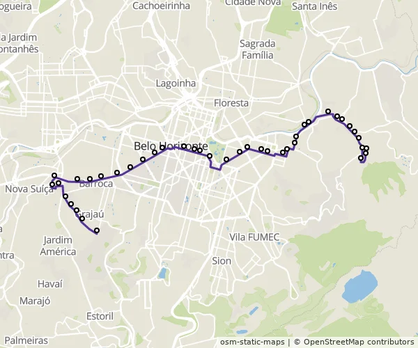 Mapa do itinerário da linha