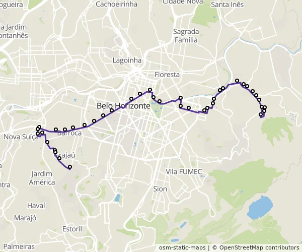 Mapa do itinerário da linha