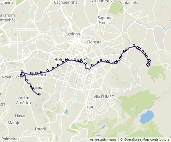 Mapa do itinerário da linha