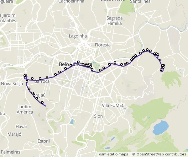 Mapa do itinerário da linha