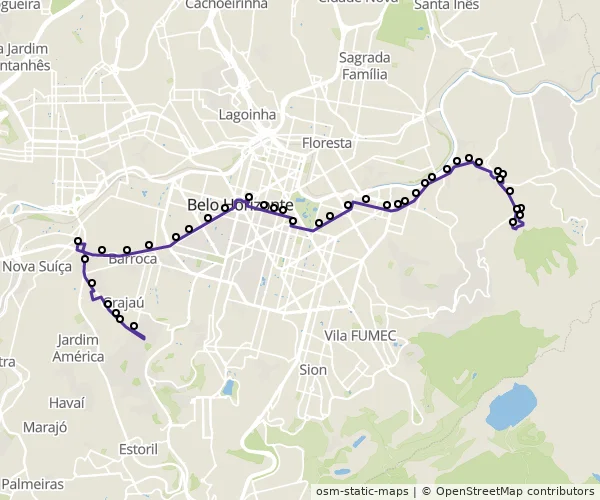 Mapa do itinerário da linha