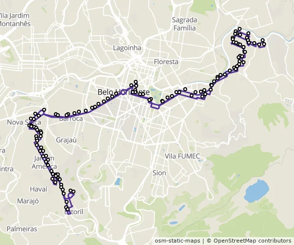Mapa do itinerário da linha